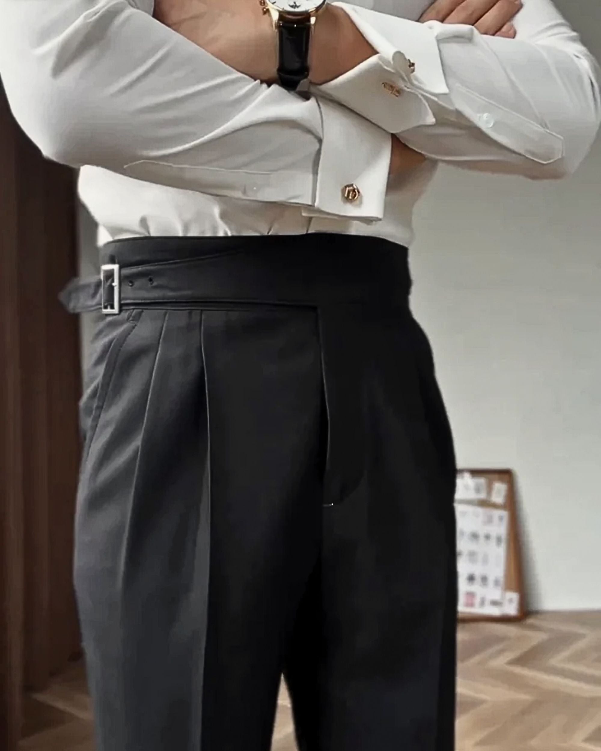 Black Buckle Formal Gurkha Pants by ARVIANO