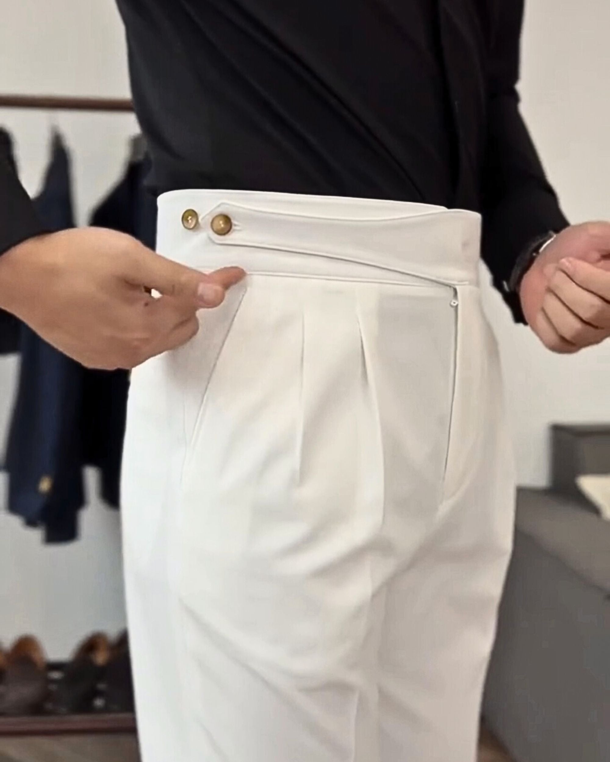 Classic Buttoned Formal Gurkha Pants by ARVIANO