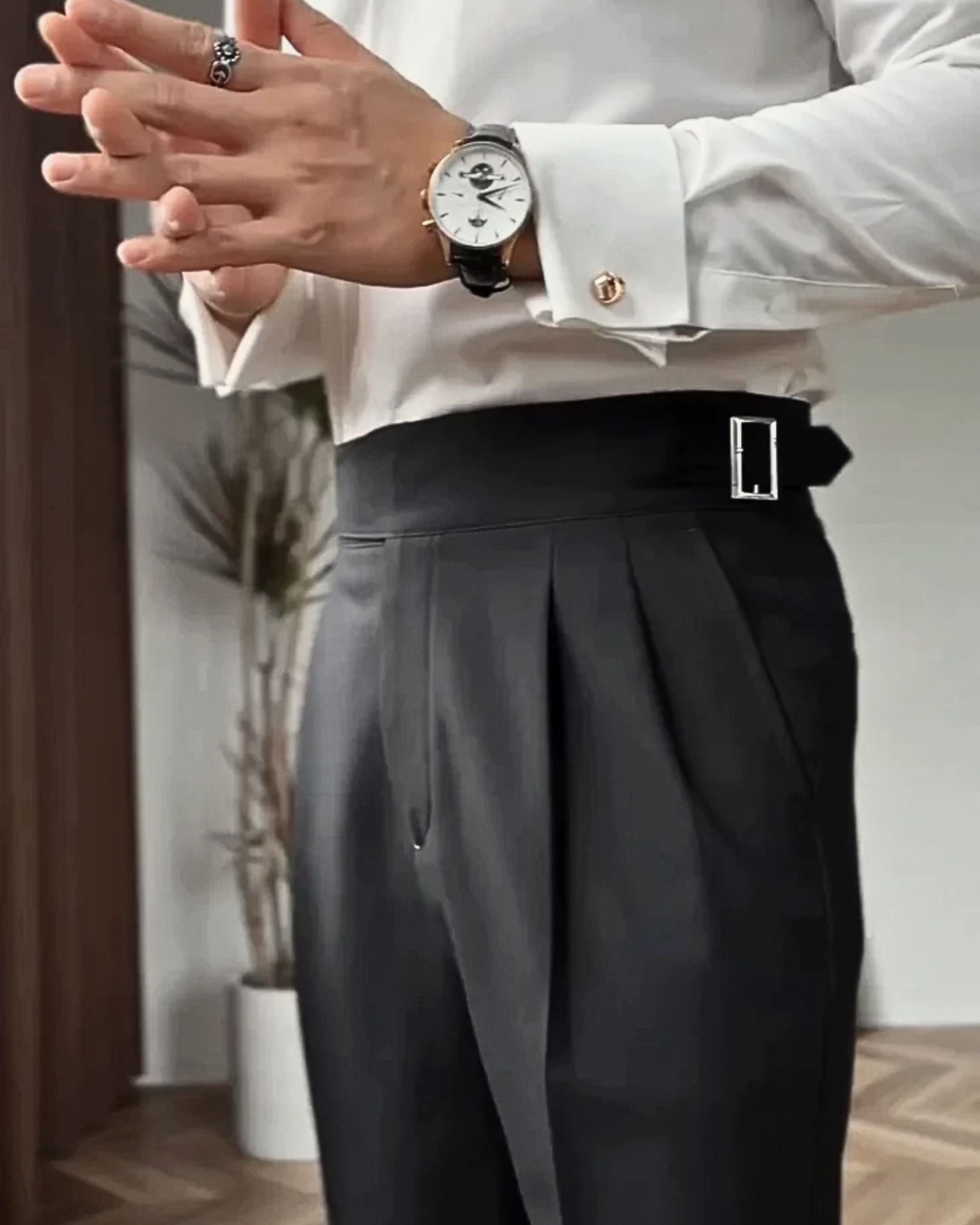 Black Buckle Formal Gurkha Pants by ARVIANO