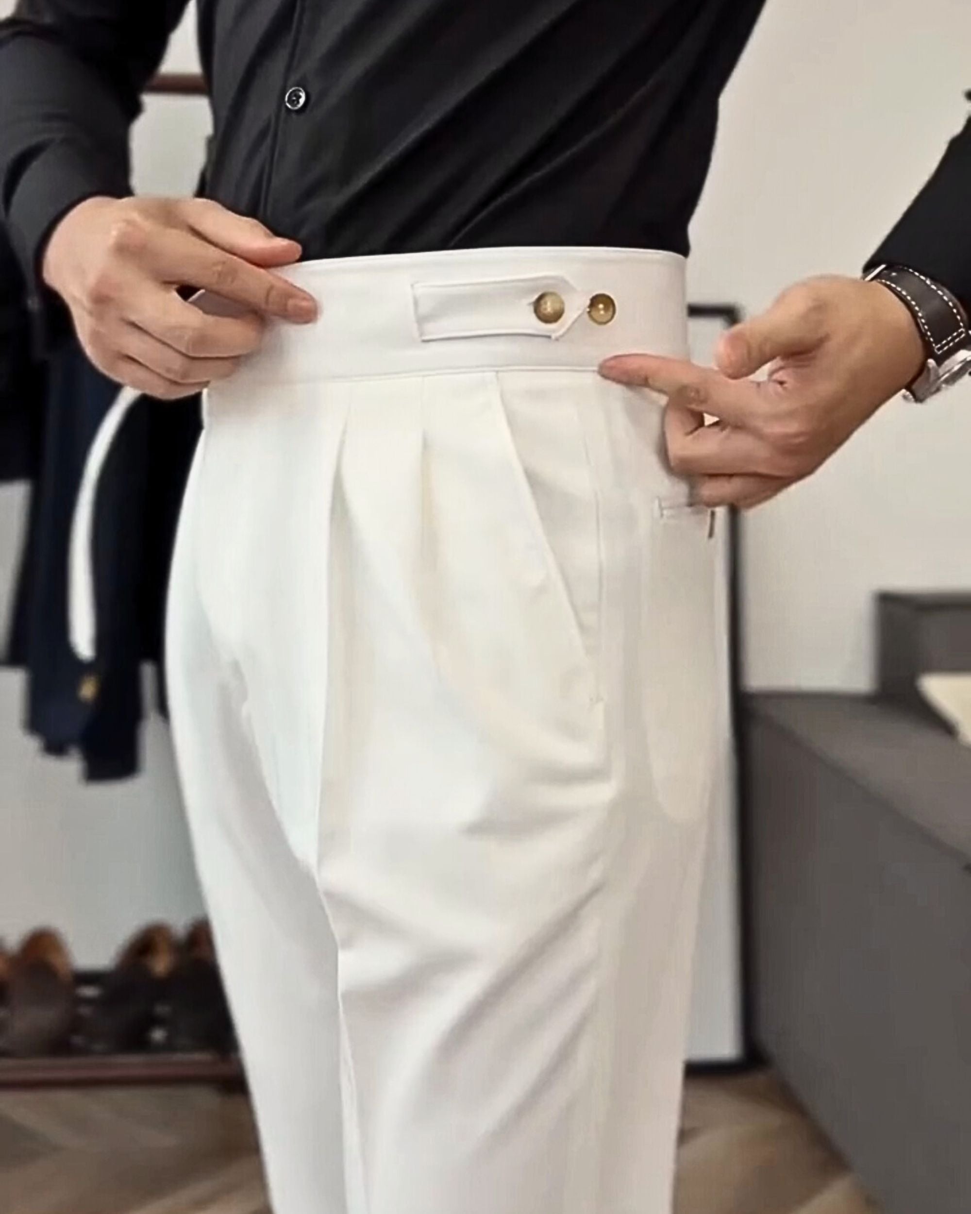 Classic Buttoned Formal Gurkha Pants by ARVIANO