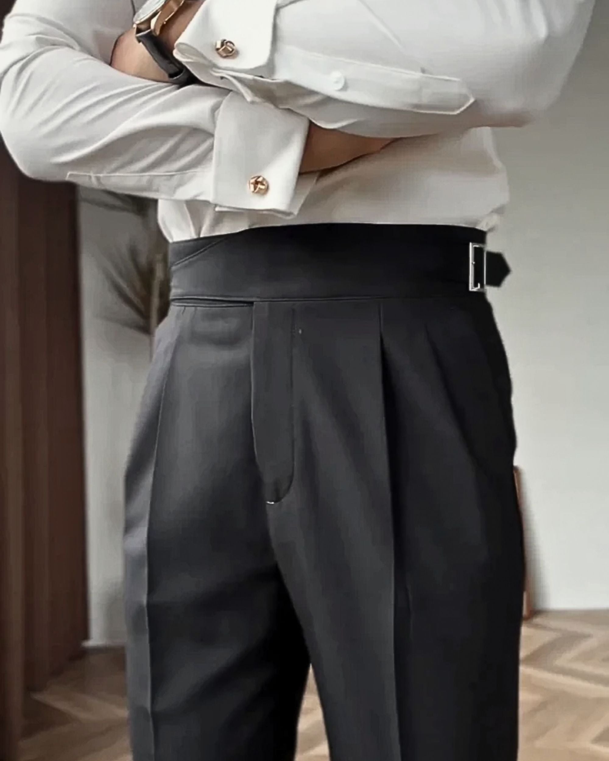 Black Buckle Formal Gurkha Pants by ARVIANO