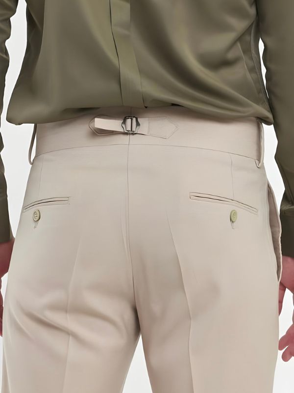 Beige Double Buckle Formal Gurkha Pants by ARVIANO
