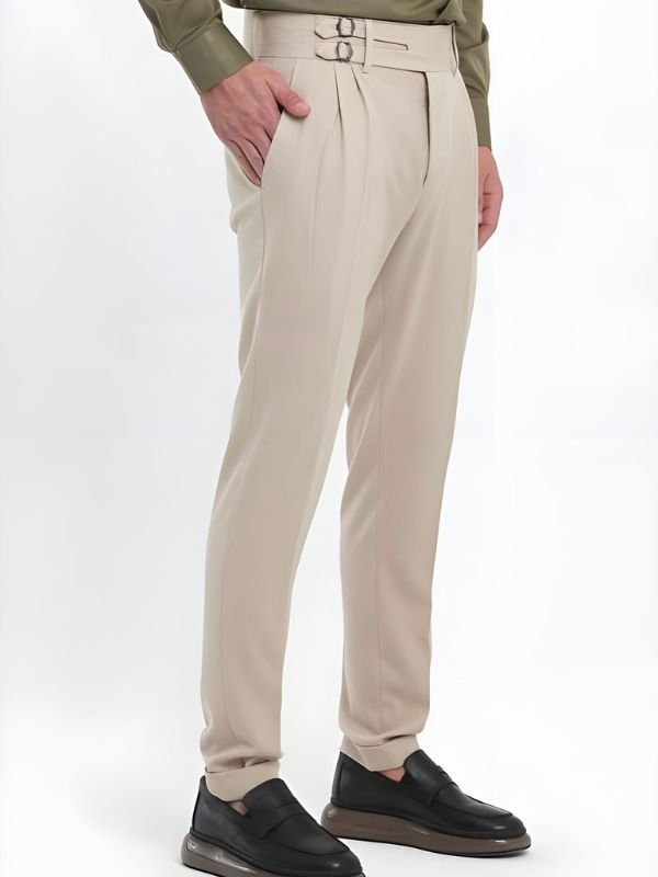 Beige Double Buckle Formal Gurkha Pants by ARVIANO