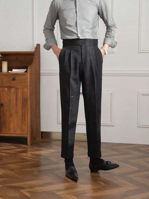 Black Corduroy Classic Formal Gurkha Pants by ARVIANO