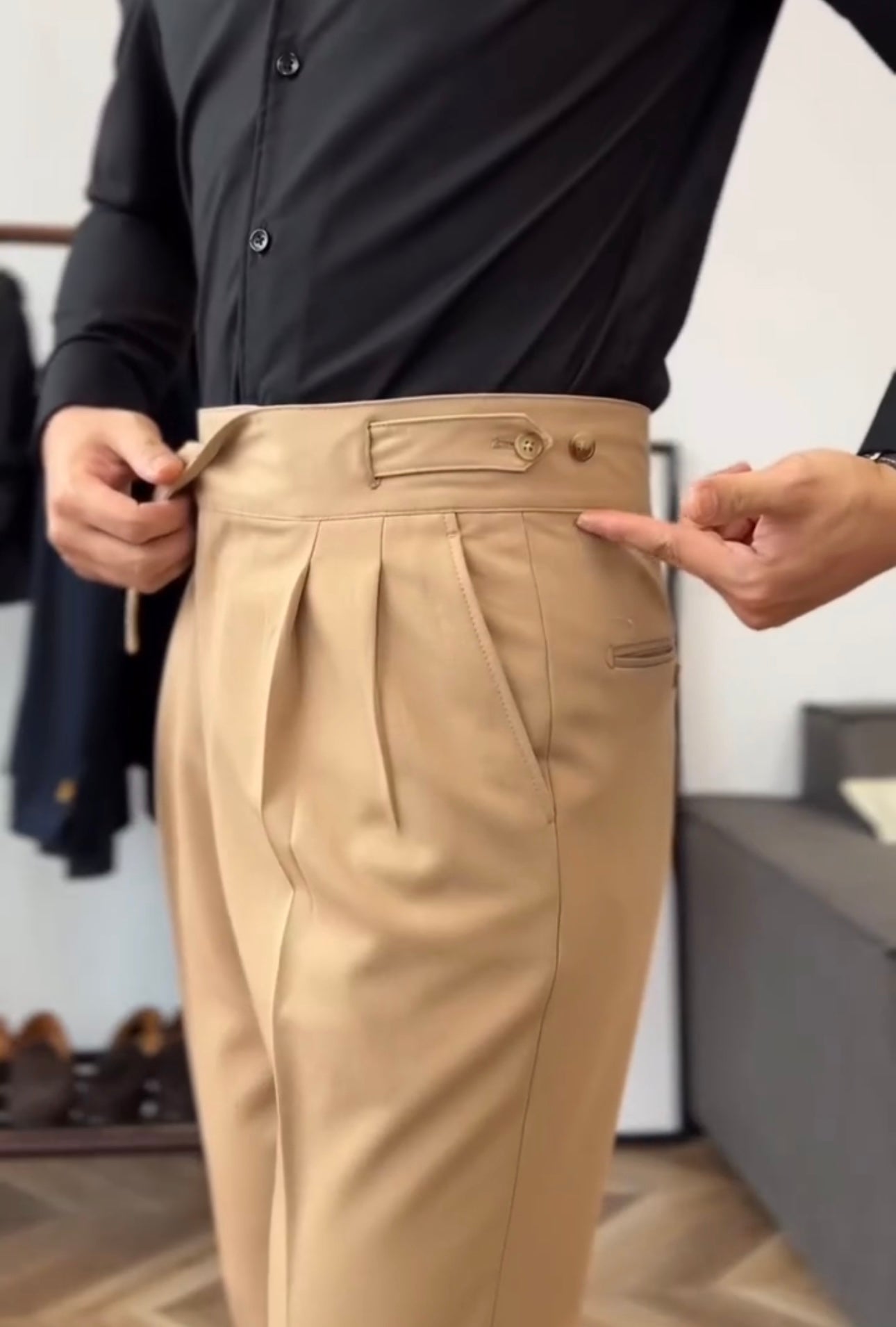 Light Brown Italian Elegant Gurkha Trousers by ARVIANO