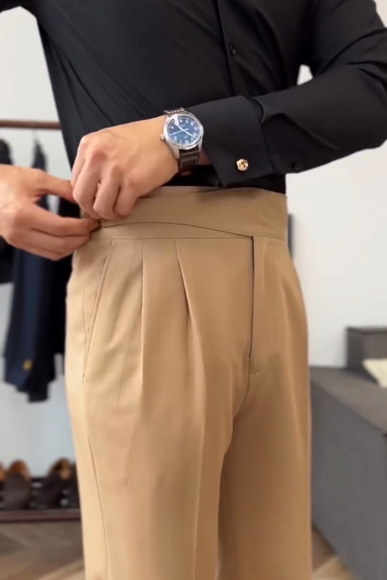 Light Brown Italian Elegant Gurkha Trousers by ARVIANO