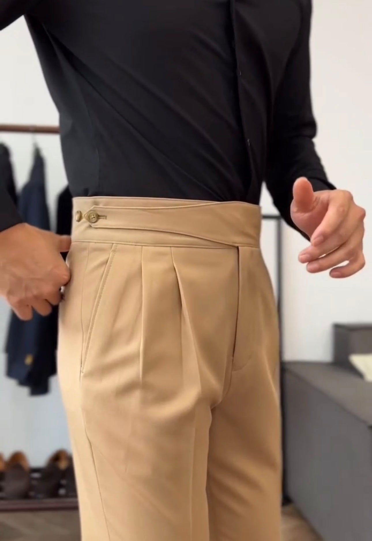 Light Brown Italian Elegant Gurkha Trousers by ARVIANO