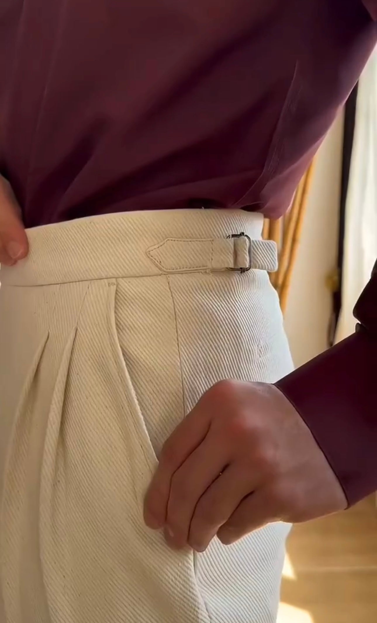 Beige Corduroy Classic Formal Gurkha Pants by ARVIANO