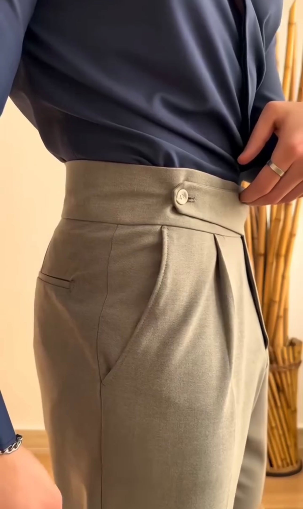 Light Olive Classic Formal Gurkha Pants by ARVIANO