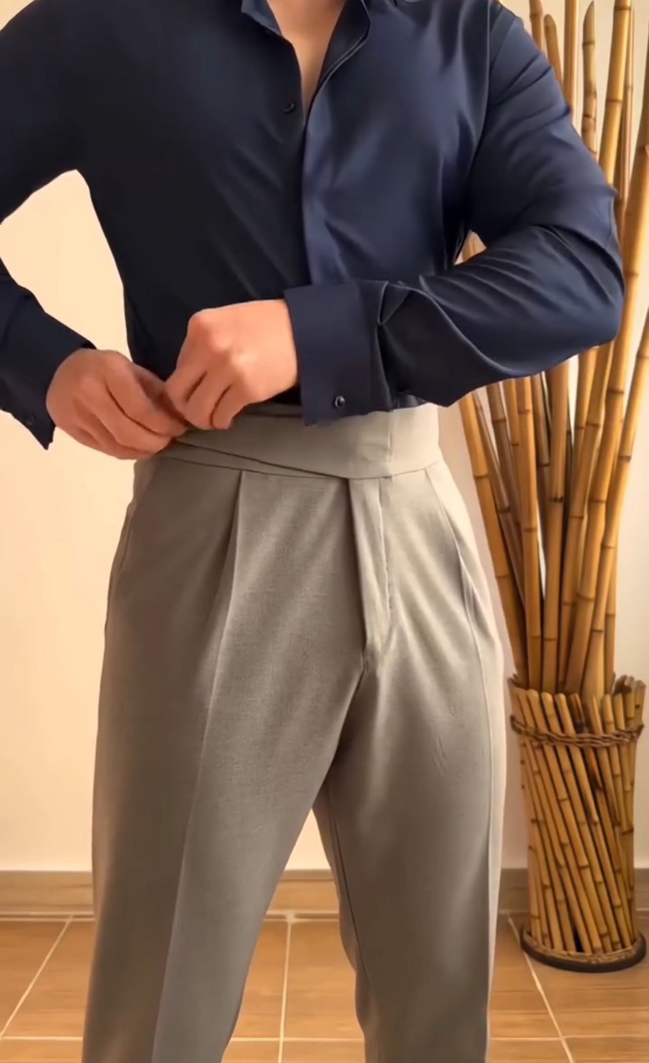 Light Olive Classic Formal Gurkha Pants by ARVIANO