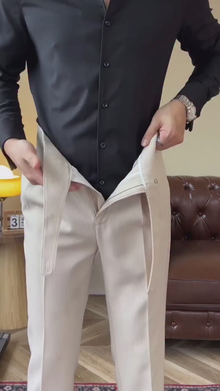 Beige Corduroy Classic Formal Gurkha Pants by ARVIANO